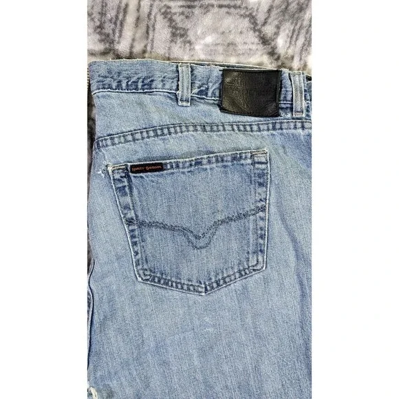 Harley Davidson Jeans Men's 42 X 29 Relaxed Straight Loose Denim Distressed - Picture 9 of 16